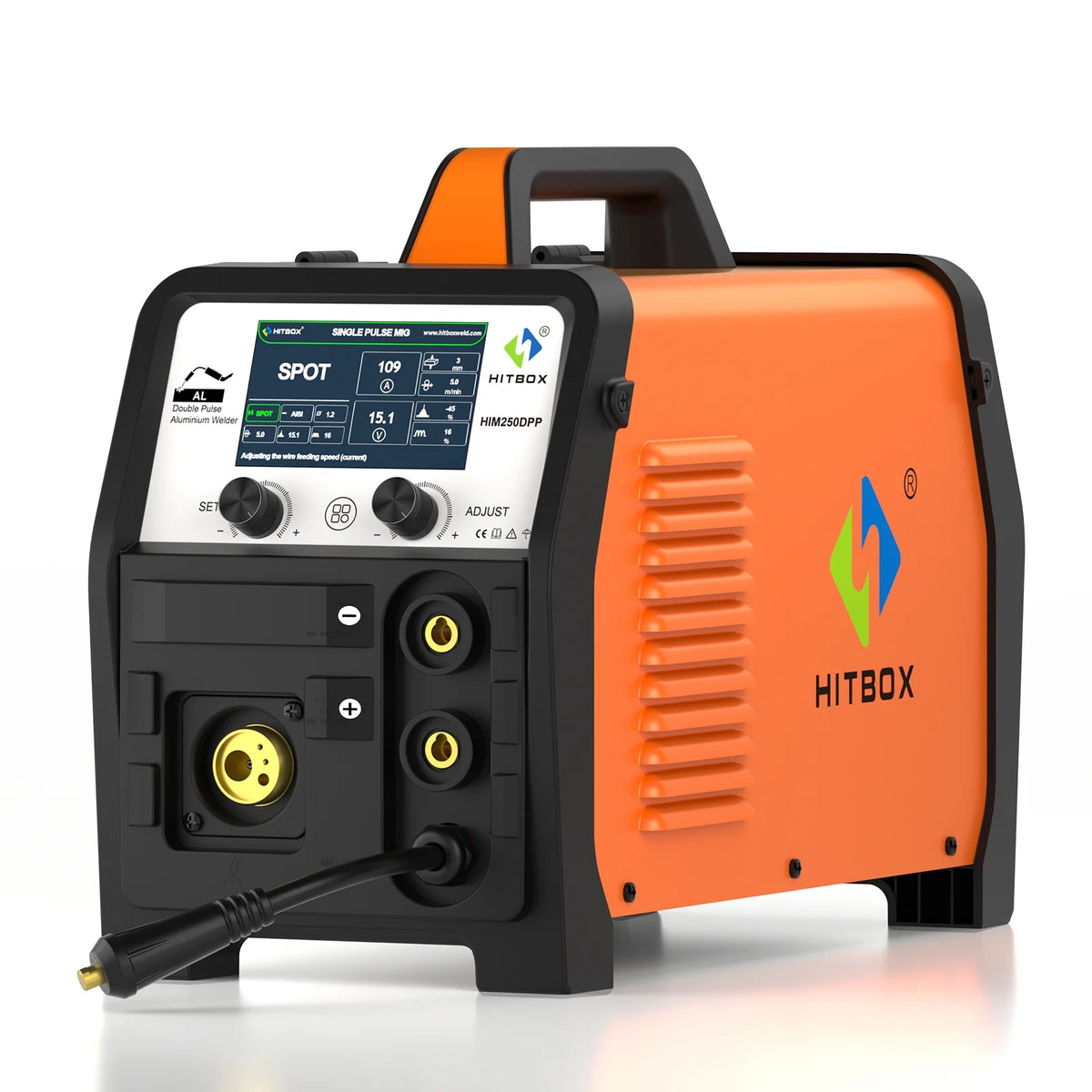 HITBOX Aluminum MIG Welder, 200Amp Dual Pulse MIG Welder 110/220V, Gas /Gasless MIG Lift TIG MMA Stick Welding Machine