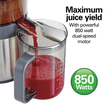 Hamilton Beach Big Mouth Easy Clean Juicer Machine for Fruits and Vegetables with Extra Large Chute, Extractor de Jugos, Stainless Steel