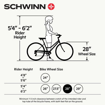 Schwinn Admiral 700c Adult Hybrid Bike, 7 Speed, Unisex Bike, Cream