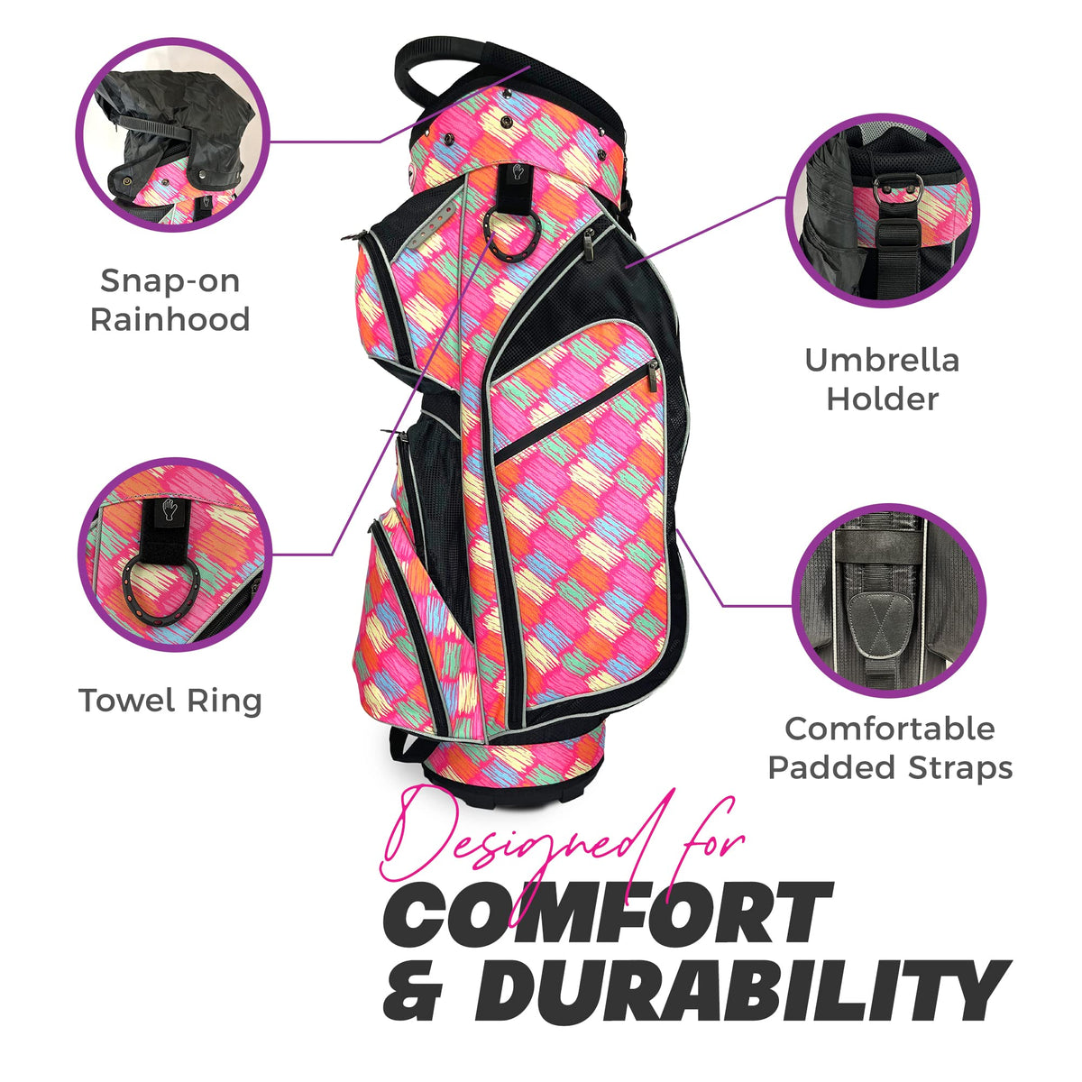 Womens Golf - Taboo Fashions 14 Way Lightweight Ladies Cart Bag (Posh Pink)