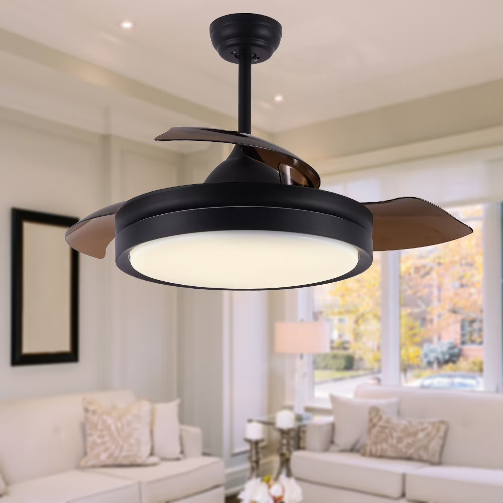 42" Retractable LED Ceiling Fan with Remote Control and Light Kit Included
