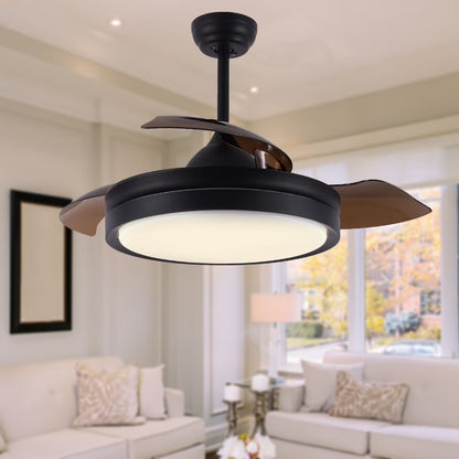 42" Retractable LED Ceiling Fan with Remote Control and Light Kit Included