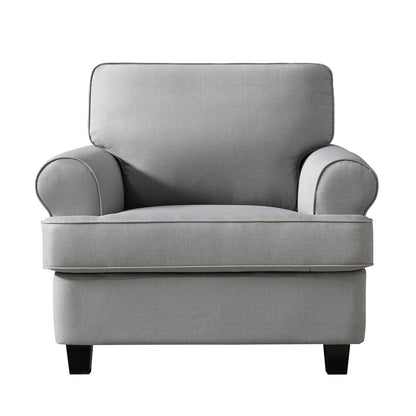 Husbedom 39" Modern Accent Fabric Chair Single Sofa Comfy Upholstered Rolled Arm Chair Living Room Furniture for Bedroom and Reading, Light Gray