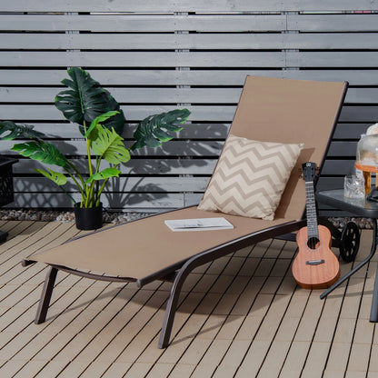 Costway 2PCS Outdoor Adjustable Chaise Lounge Patio 6-Position Recliner Wheels Black