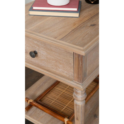 Powell McGhie Single Drawer Indoor End Table with Shelf, 26" Tall, Natural