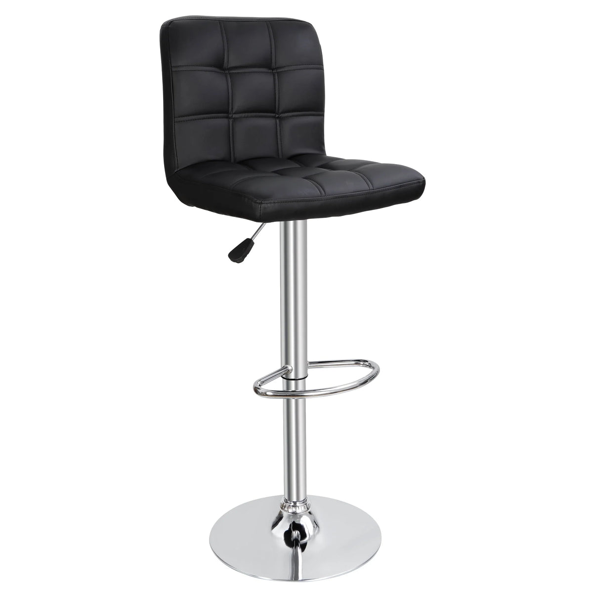 ZENY Set of 4 Bar Stool Soft Cushion Metal Frame 24-32" Swivel Chair, Black