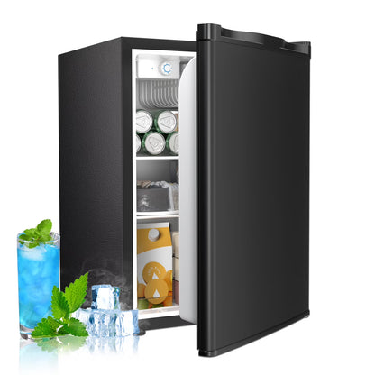 WAA 2.6 Cu.Ft Mini Fridge with Freezer, Single Door Compact Refrigerator BLACK