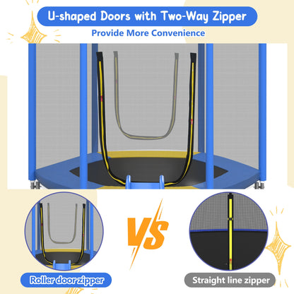 EUROCO  7FT Kids Trampoline with Safety Enclosure Net, Indoor Outdoor Trampoline with Slide,Ladder,Spring Pad,All-Weather Trampolines