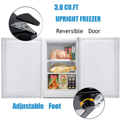 KNDKO 3.2Cu.ft Upright Freezer, Compact Freezer with Removable Shelves, Adjustable Thermostat for Home/Kitchen/Office, Black