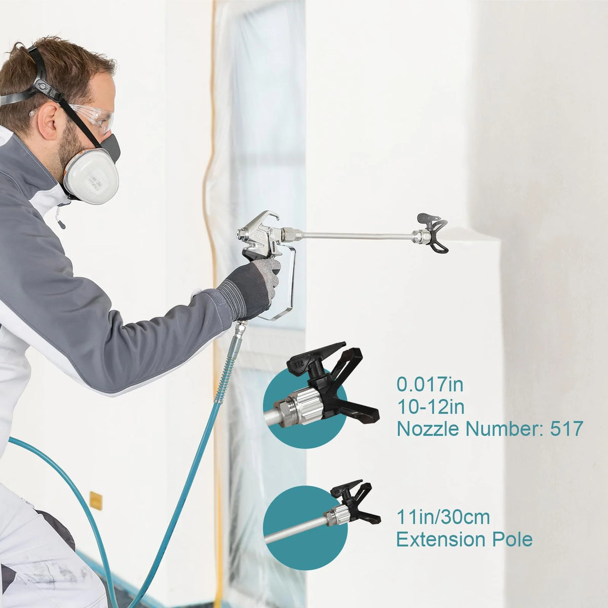X10 Airless Paint Sprayer, Electric Paint Machine with Extension Pole and Cleaning Kits, 3300 PSI 750W, 0.32GPM Stand Paint Sprayer for DIY Painting Projects Home Interior & House Exterior