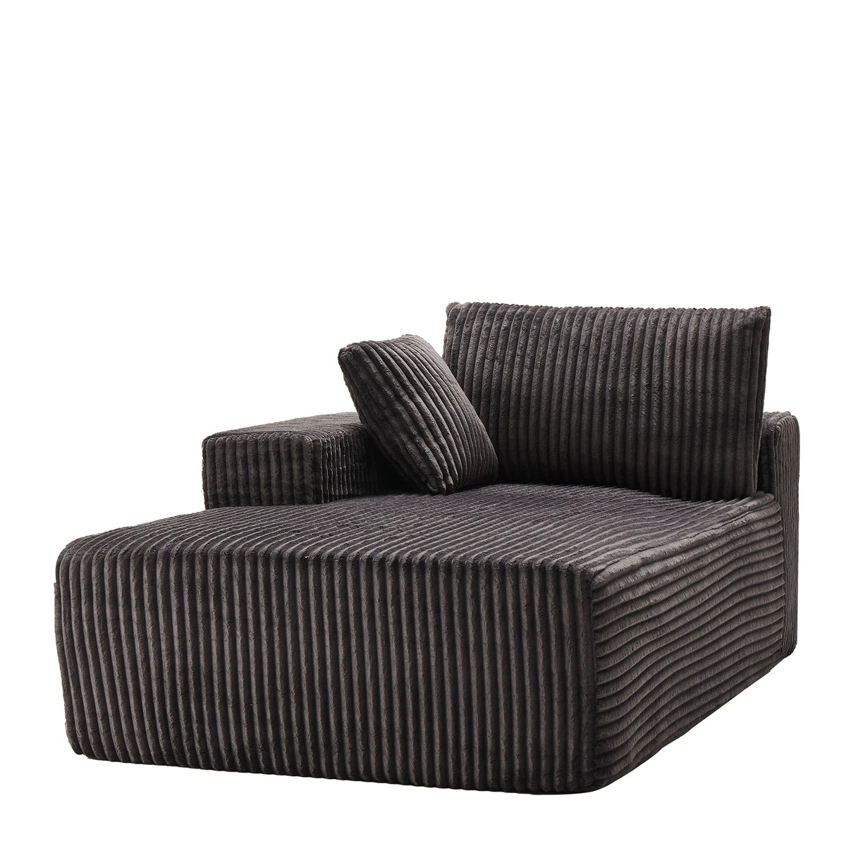 LUMIHO Chaise Lounge Chair Indoor, 42" Sleeper Chair with Two Throw Pillows and Armrests, Corduroy Chaise Couch Chair with Ottoman for Living Room, Bedroom, Apartment, Green