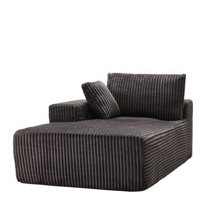 LUMIHO Chaise Lounge Chair Indoor, 42" Sleeper Chair with Two Throw Pillows and Armrests, Corduroy Chaise Couch Chair with Ottoman for Living Room, Bedroom, Apartment, Green