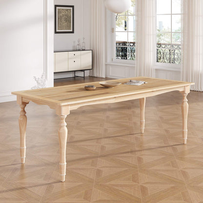 Vintage Traditional 82.7Inch Extendable Dining Table With 23.6Inch Removable Leaf, Natural Natural Seats 8 Dining Room Traditional Rubberwood Rectangular Rubber Wood