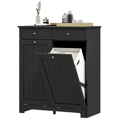 Topcobe Laundry Hamper Cabinet, Laundry Cabinet with 2 Tilt Out Laundry Baskets and 2 Drawers, Modern Furniture for Indoor, Black