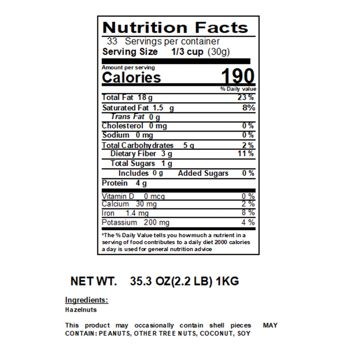 Yupik Raw Shelled Hazelnuts, 2.2 lbs, 3-pack
