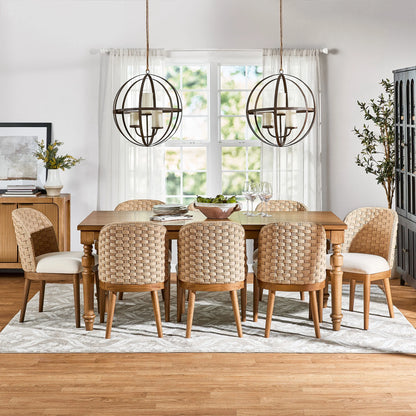 My Texas House Saylor Farmhouse Dining Chair Set, Natural Wood, Set of 2