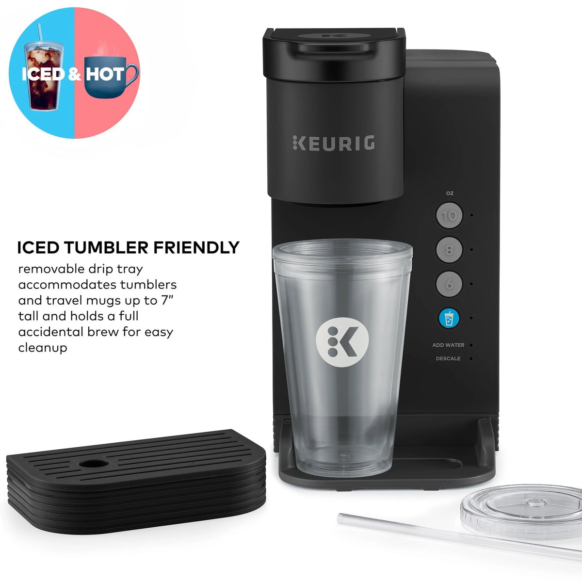 Keurig K-Iced Essentials Iced and Hot Single-Serve K-Cup Pod Coffee Maker, White