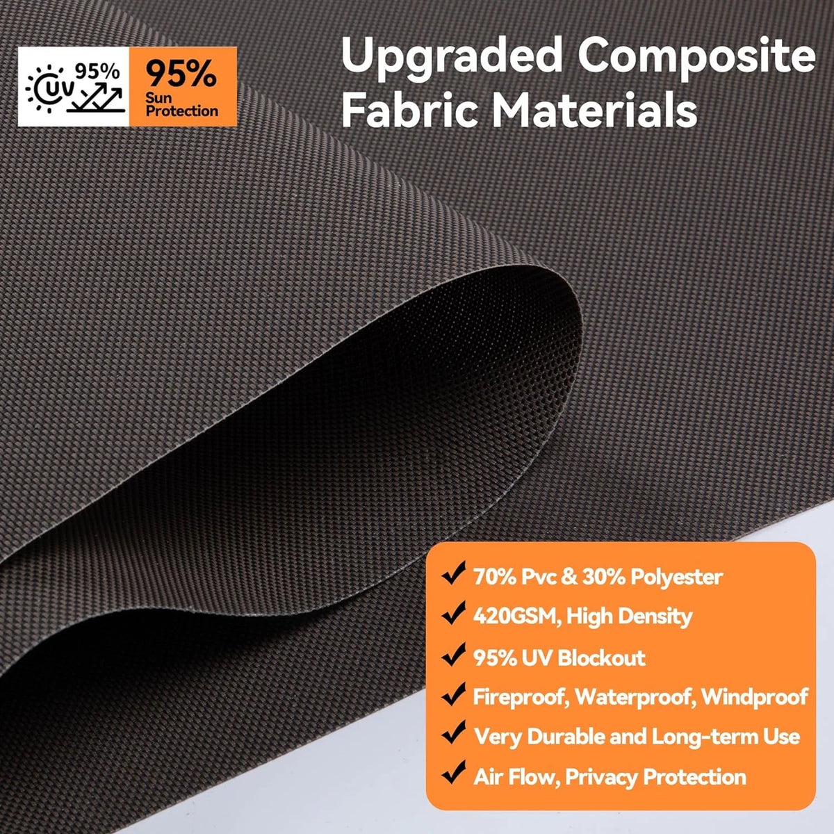 Superjoe Outdoor Roller Shade for Patio, Cordless Blackout Waterproof Blind, UV Block, 4'L x 6'W