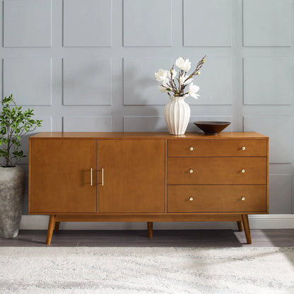Mid Century Modern 3-Drawer and 2-Door Acorn Sideboard