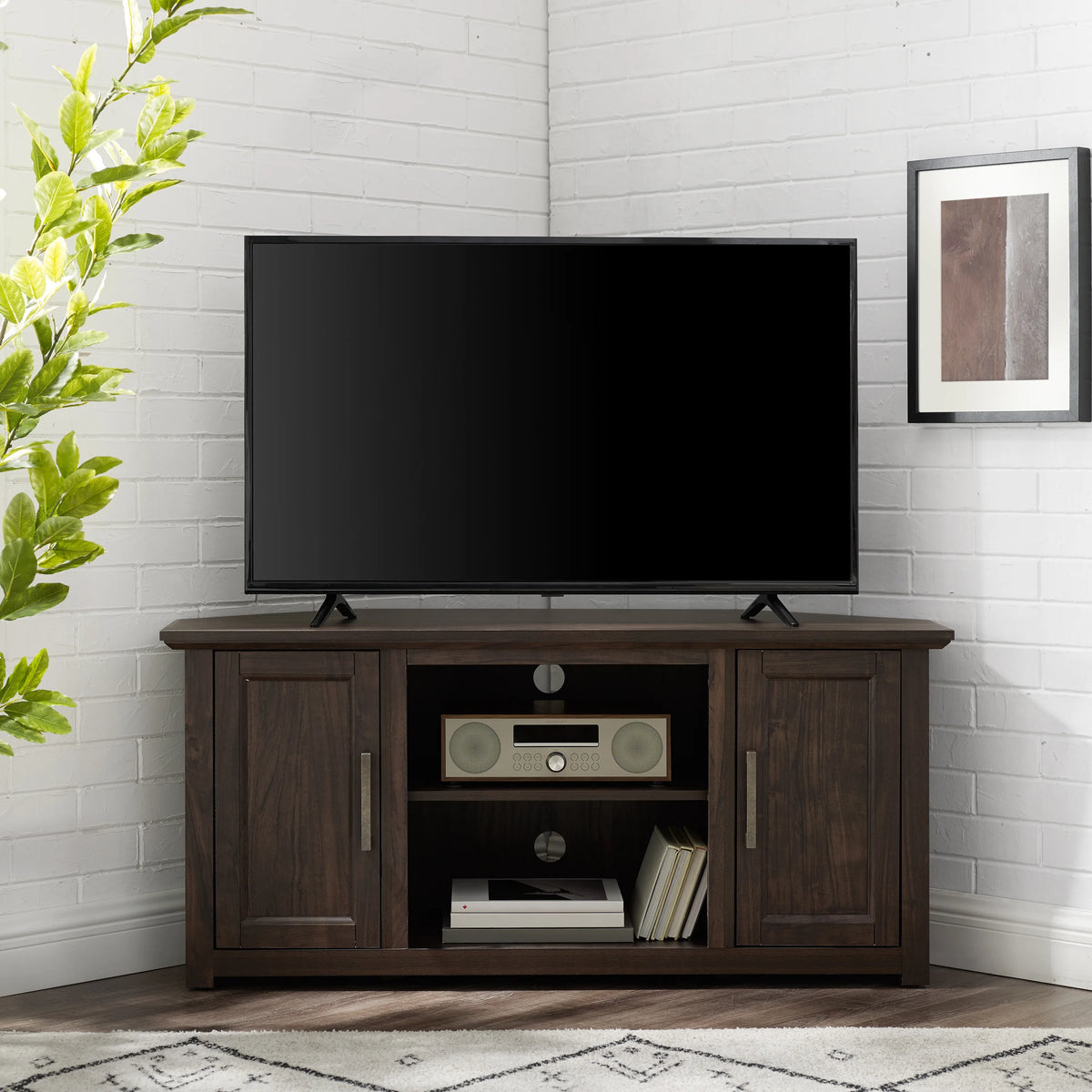Crosley Furniture Camden 48" Corner Tv Stand Dark Walnut