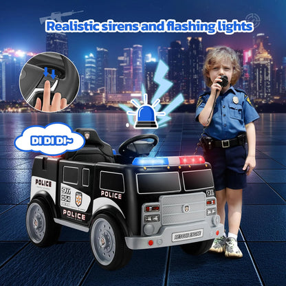 Bobiber Ride on Fire Truck, 12V Battery Powered Ride-On Toy Vehicle with Remote Control, Megaphone, Flashing Lights, Siren and Fire Extinguisher - For Boys and Girls Ages 3-6