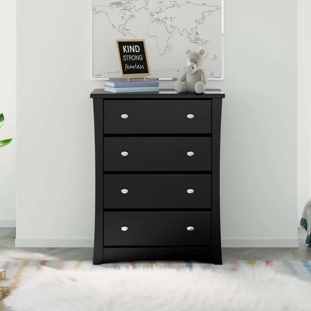 Storkcraft Crescent 4 Drawer Childrens Nursery Dresser, Espresso
