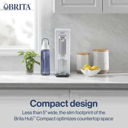 Brita Hub Compact Countertop Water Filtration Device, Water Dispenser, 9 Cup Reservoir, Includes 6-Month Filter, White