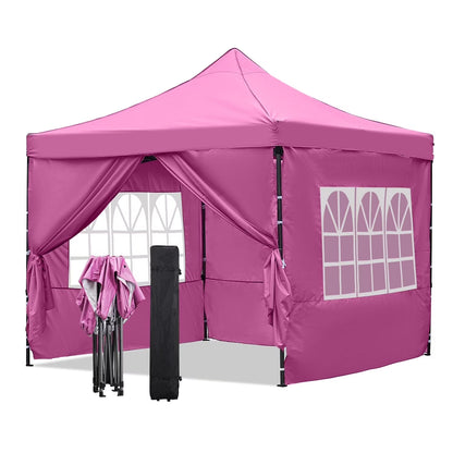 Ainfox 10' x 10'Heavy Duty Pop up Canopy Tent with Sidewalls,Folding Instant Outdoor Gazebo,Sun Shade Tent,Pink