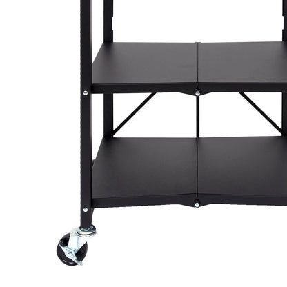 Origami Foldable Wheeled Portable Solid Wood Top Kitchen Island Bar Cart