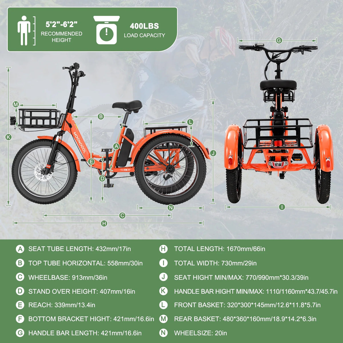 ABORON 3.0 Fat Tire Electric Trike for Senior Foldable E-Bike, 500W Motorized Tricycle Adult 20" Folding 3 Wheel Electric Commute Bike Trike w/48V Battery and Storage Baskets,