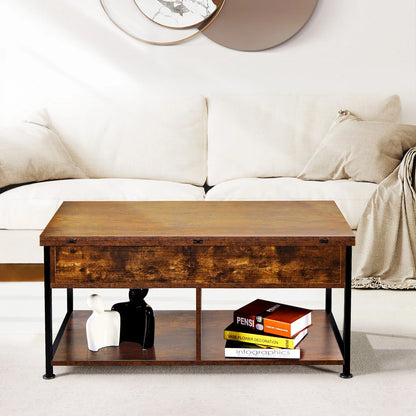 MONVANE 40" Lift Top Coffee Table with Storage for Living Room, Rustic Brown