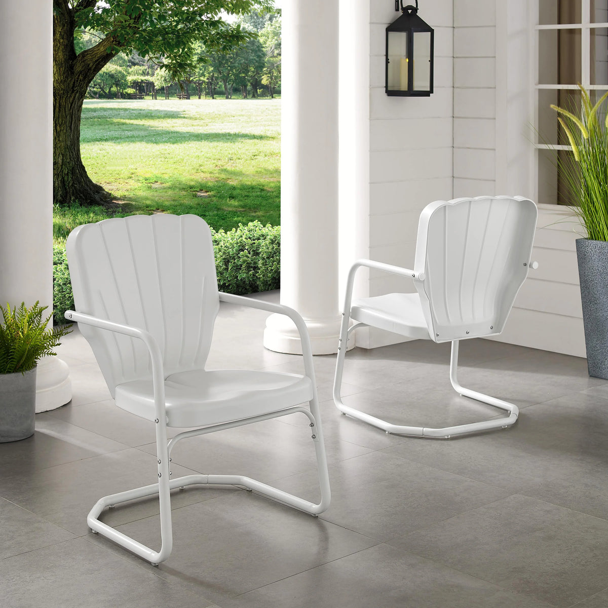 Crosley Ridgeland 2Pc Outdoor Metal Armchair Set - 2 Chairs-Color:Bright Red Gloss