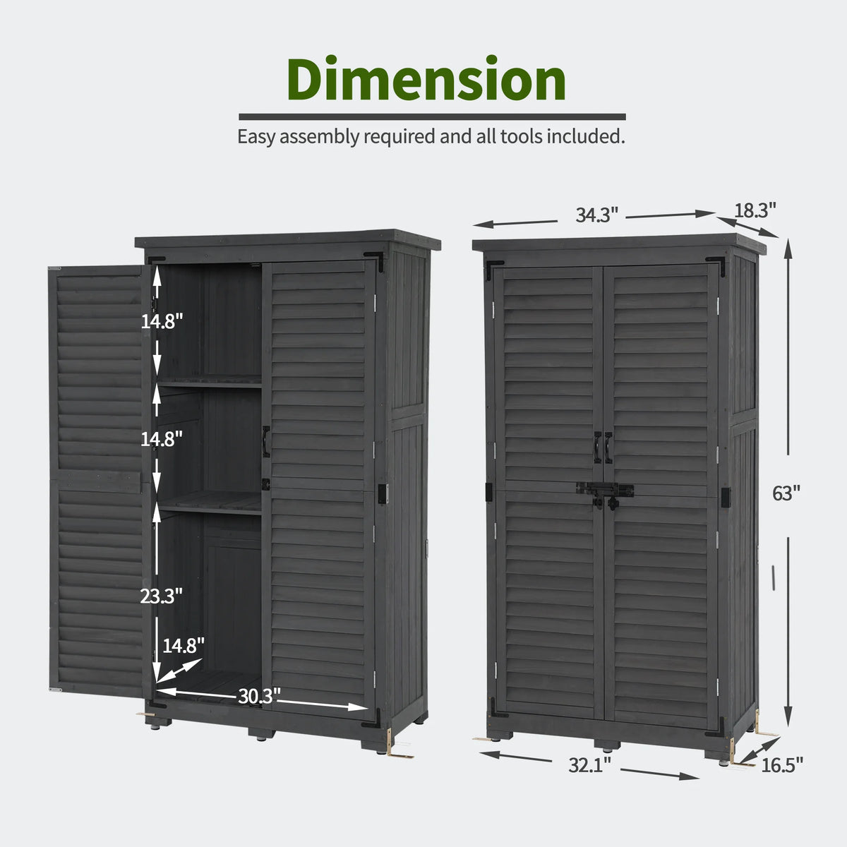 MCombo Tall Garden 1.52 x 2.85 ft. Wood Storage Shed, Brown