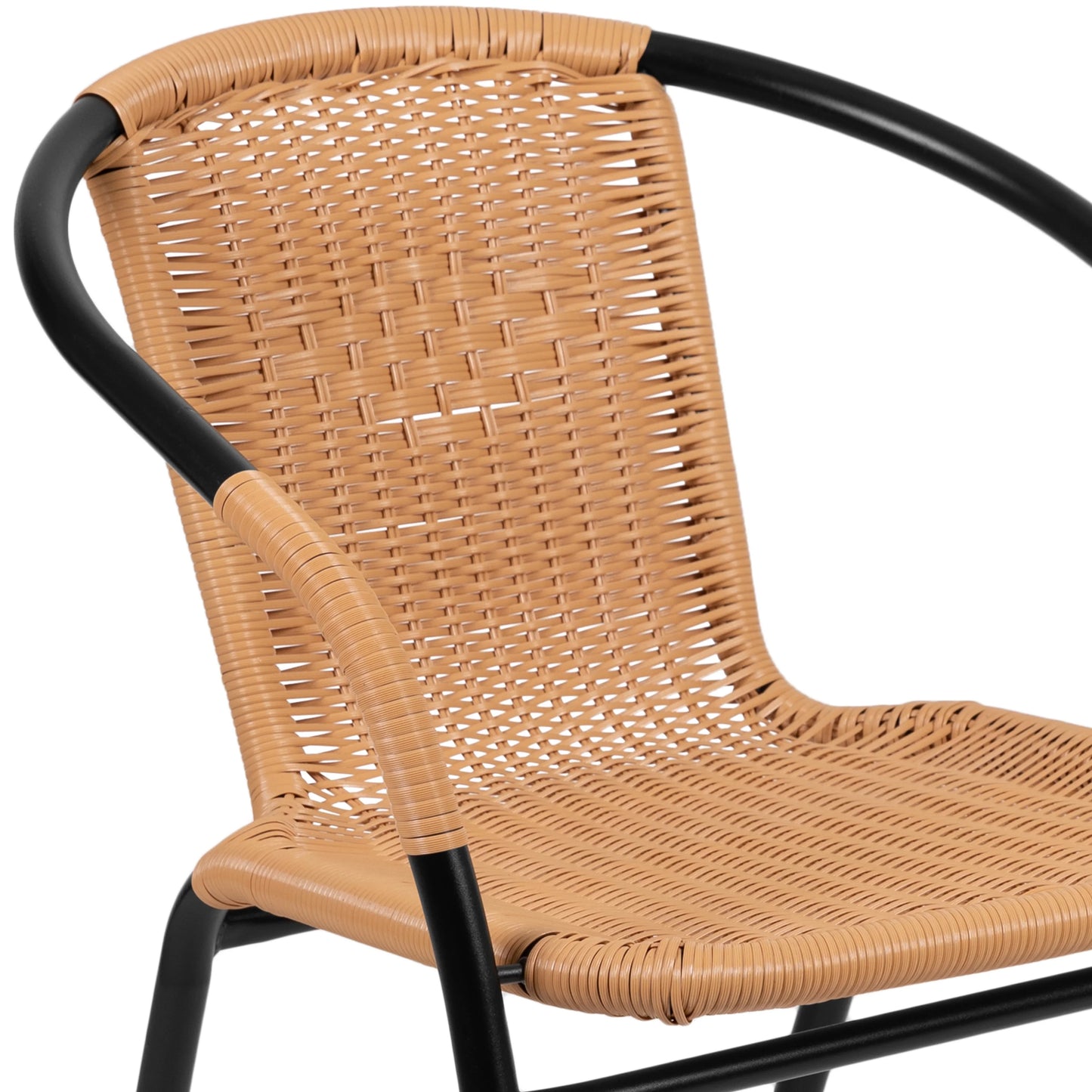 Emma + Oliver Indoor/Outdoor Stacking Rattan Restaurant Patio Chairs, Set of 2, Gray