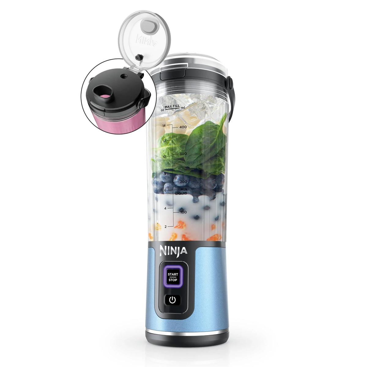 Ninja Blast Portable Blender, Cordless, 18oz. Vessel, Personal Blender for Shakes & Smoothies, BPA Free, Leakproof Lid & Sip Spout, USB-C Rechargeable, Dishwasher Safe Parts, Metallic Purple,