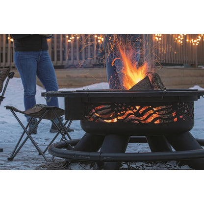 CASTLECREEK 47" Fire Pit BBQ Grill Outdoor Wood Burning Steel Log Firepit for Camping, Grilling, Smores, Yard, Cooking Outside, Barbecue, Bonfire