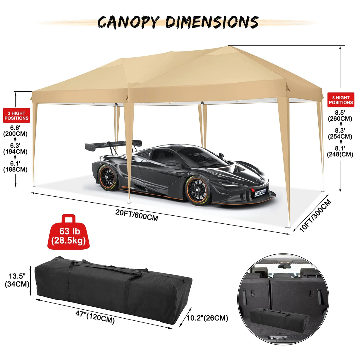 SANOPY 10'x10' EZ Pop Up Canopy Tent Outdoor Party Instant Shelter Portable Folding Beach Canopy with 4 Sandbag & Carrying Bag, Black