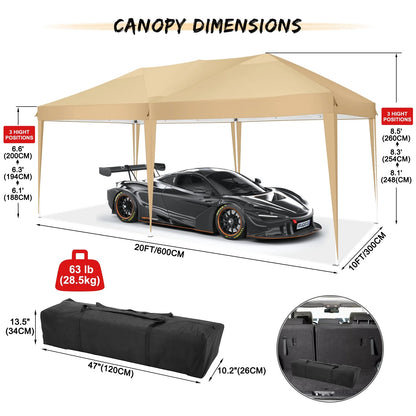 SANOPY 10'x10' EZ Pop Up Canopy Tent Outdoor Party Instant Shelter Portable Folding Beach Canopy with 4 Sandbag & Carrying Bag, Black