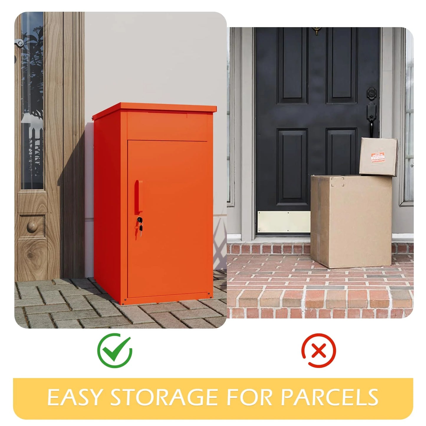 AECOJOY Package Delivery Boxes for Outside Parcel Drop Box Outdoor Storage Box Wall Mounted Express Mail Package Delivery Box 17" x 16" x 38.3" Black