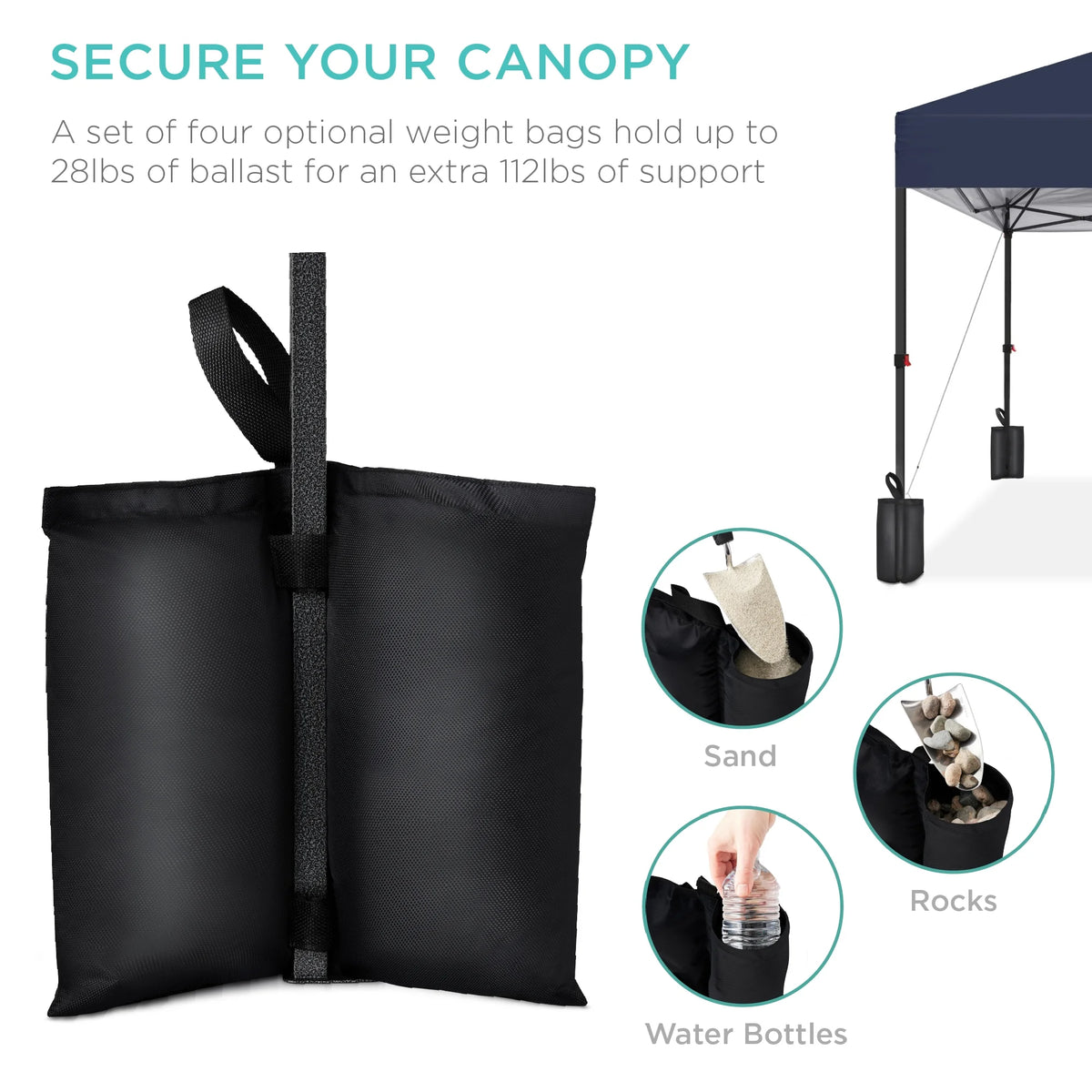 Best Choice Products 12x12ft Easy Setup Pop Up Canopy w/ 1-Button Setup, Wheeled Case, 4 Weight Bags - Navy Blue