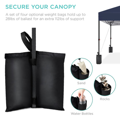 Best Choice Products 12x12ft Easy Setup Pop Up Canopy w/ 1-Button Setup, Wheeled Case, 4 Weight Bags - Navy Blue