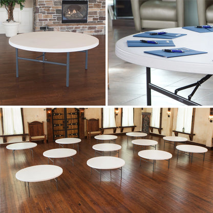 Lifetime 72-Inch Round Table. White Granite - 12 Pk (Commercial) - 82673