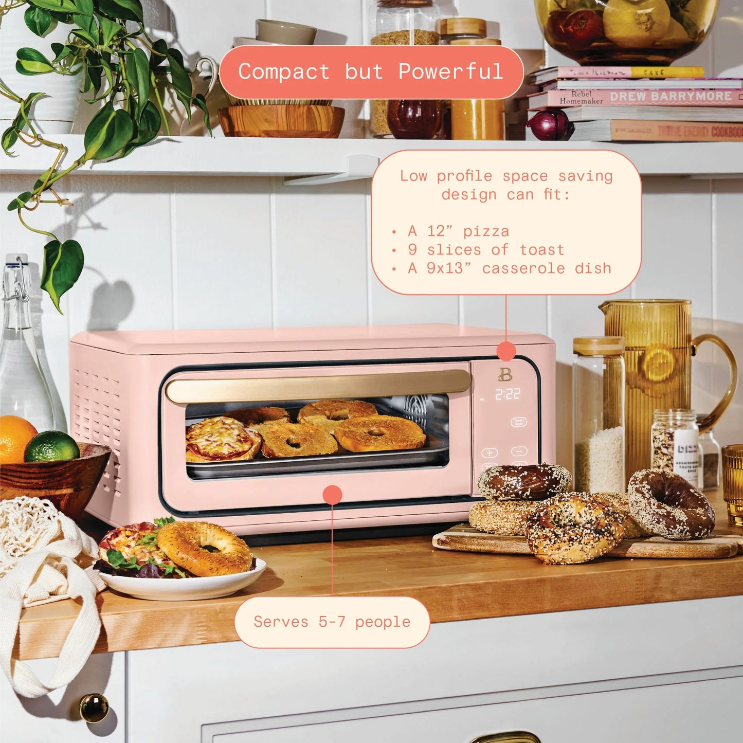 Beautiful Infrared Air Fryer Toaster Oven, 9-Slice, 1800 W, White Icing by Drew Barrymore