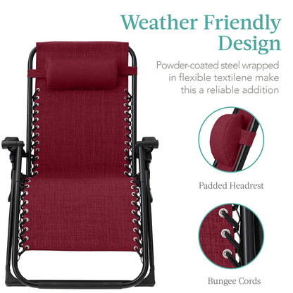 Best Choice Products Oversized Zero Gravity Chair, Folding Recliner w/ Removable Cushion, Side Tray - Fossil Gray