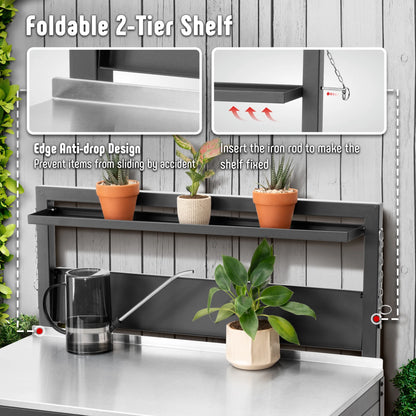 Feasto Garden Potting Bench with Storage Cabinet,Outdoor Gardening Table & Work Bench for Horticulture,Black
