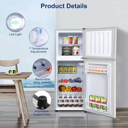 GGTB 4.8 Cu. Ft. Apartment Refrigerator with Freezer, Dorm Fridge with Adjustable Thermostat & Shelves, Mini Refrigerator Freezer for RV, Kitchen, Office, College, Black