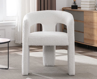 Guyou Modern Sherpa Upholstered Dining Chair, Cute Barrel Side Armchair Kitchen Chair with Armrests and Back for Living Room Dining Room Bedroom, Green