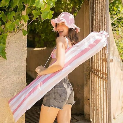Pink and White Stripped Hexagon Patio Umbrella