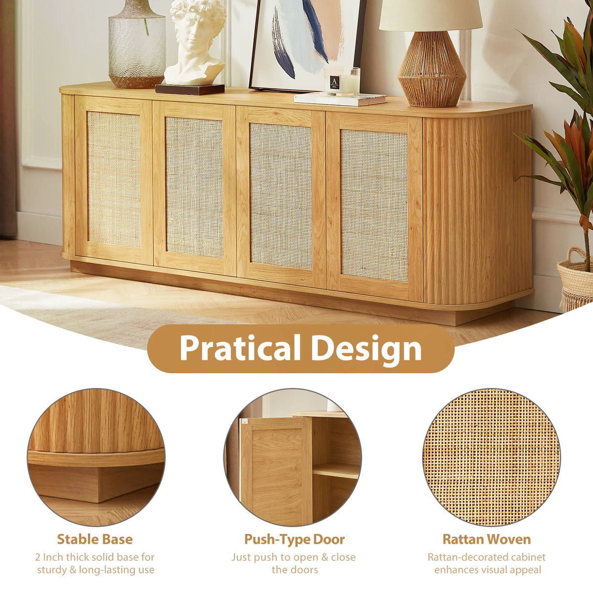 TV Stand, Modern Entertainment Center for TVs Up to 75 inch