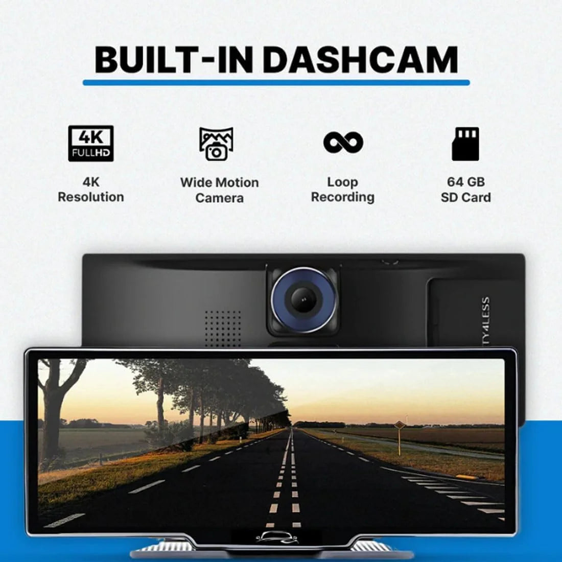 Car Tablet Pro Max 2025 Model, 10.26" HD Touch Carplay & Android Auto Screen, 4K Dash Cam Dual Camera with Voice Control, Mirror Link, Bluetooth, GPS Navigation, 1080p Backup Camera 64/128G